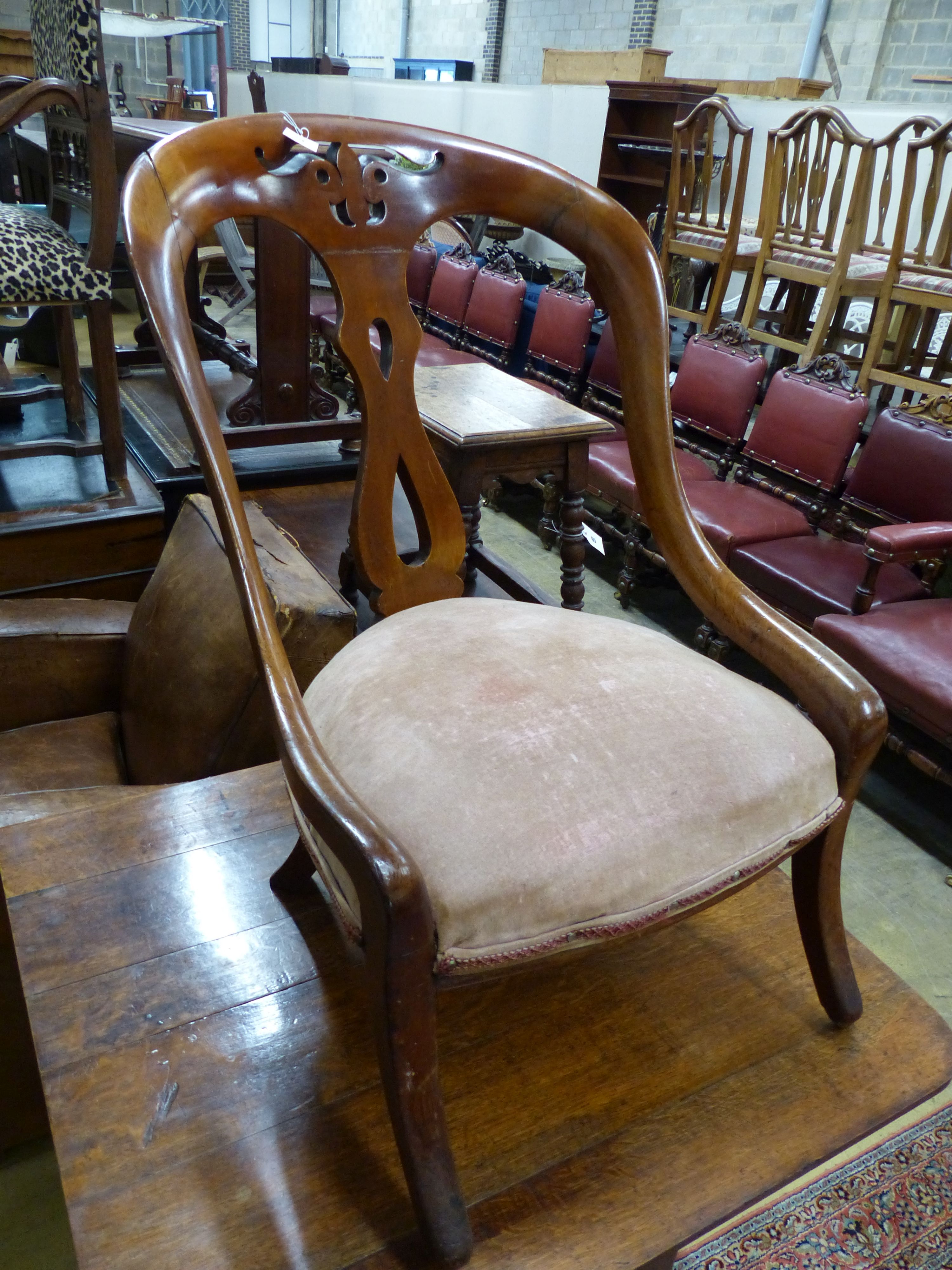 A Victorian mahogany open frame nursing chair